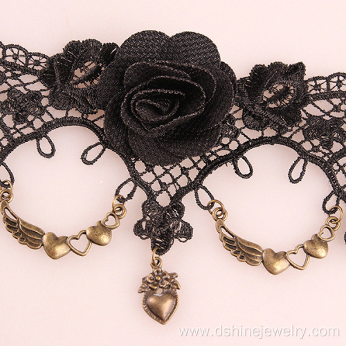 Antique Style Pendant Anklets Rose Lace Anklets For Women